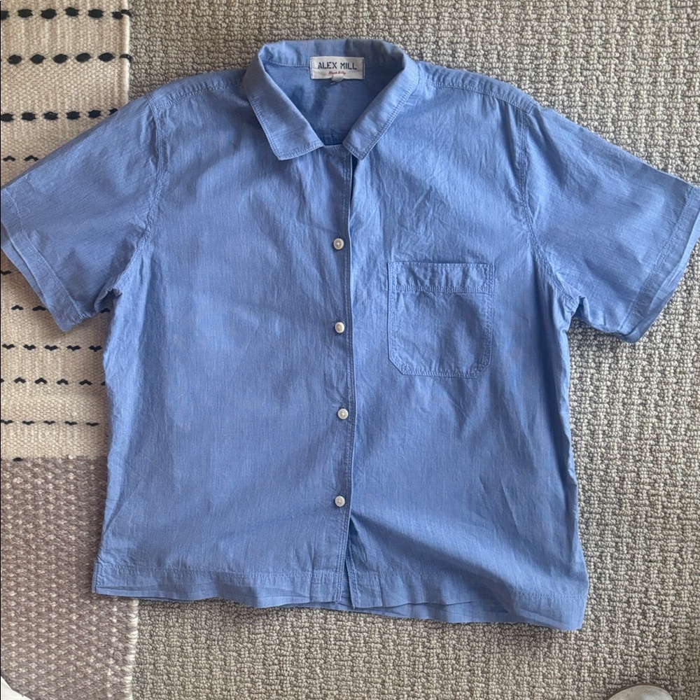 Alex Mill Light Blue Short-Sleeve Camp Shirt Medium